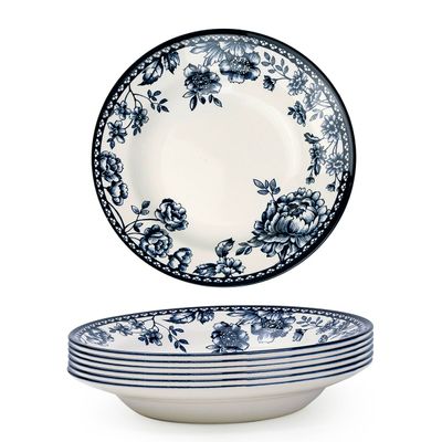 Claytan Rhapsody 9-Inch Dark Blue Ceramic Soup Plate (Set of 6)