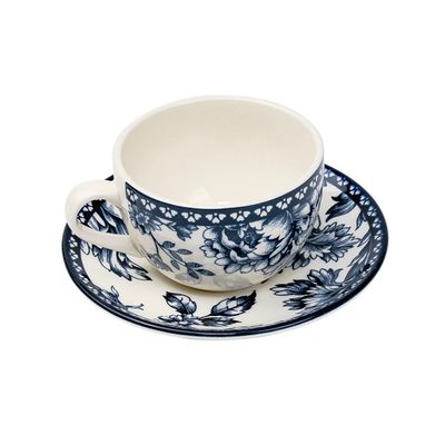 Claytan Rhapsody 240ml Dark Blue Ceramic Cup & Saucer Set (Set of 1)