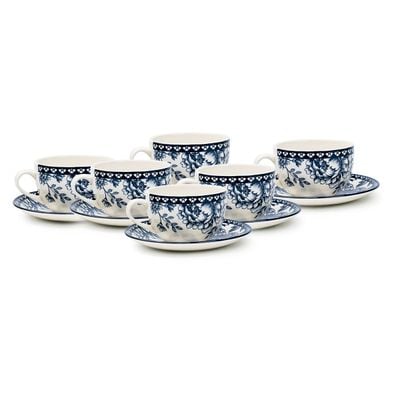 Claytan Rhapsody 240ml Dark Blue Ceramic Cup & Saucer Set (Set of 6)