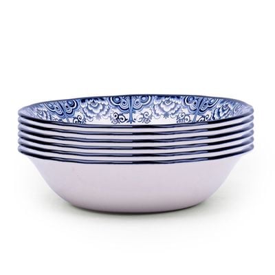 Claytan Lighthouse Blue 9-Inch Ceramic Salad Bowl (Set of 6)