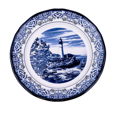 Claytan Lighthouse Blue 12-Inch Ceramic Chop Plate (Set of 1)