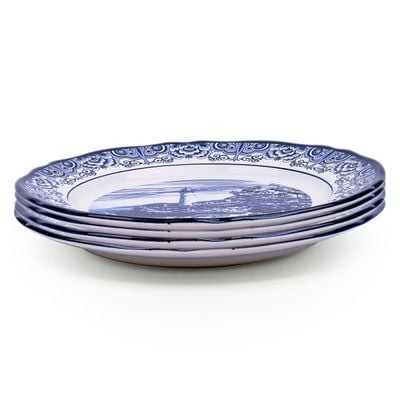 Claytan Lighthouse Blue 12-Inch Ceramic Chop Plate (Set of 4)