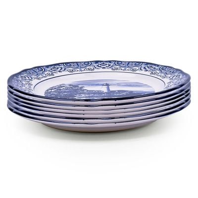 Claytan Lighthouse Blue 12-Inch Ceramic Chop Plate (Set of 6)