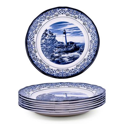 Claytan Lighthouse Blue 12-Inch Ceramic Chop Plate (Set of 6)