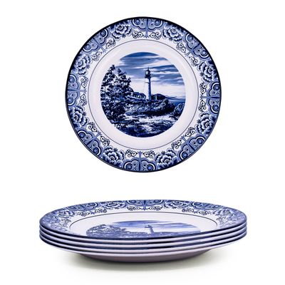 Claytan Lighthouse Blue 10.5-Inch Ceramic Dinner Plate (Set of 4)