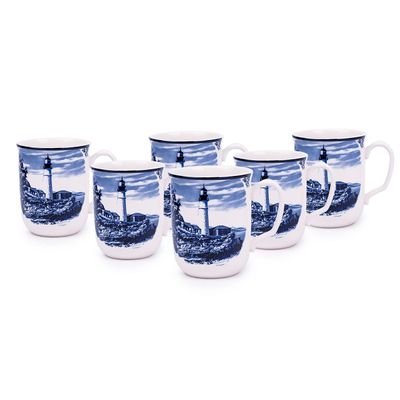 Claytan Lighthouse Blue 370ml Ceramic Mug (set of 6)
