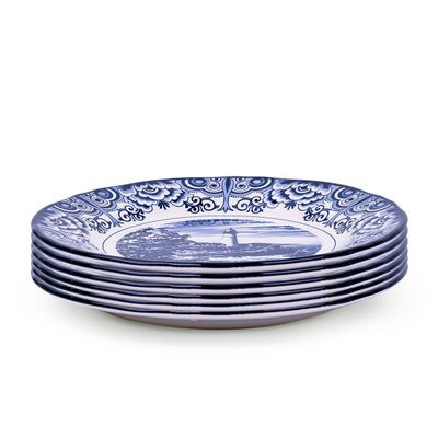 Claytan Lighthouse Blue 8-Inch Ceramic Salad Plate (Set of 6)
