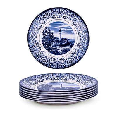 Claytan Lighthouse Blue 8-Inch Ceramic Salad Plate (Set of 6)