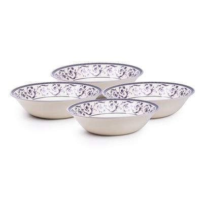 Claytan Callista Purple 9.2-Inch Porcelain Salad Bowl (Purple & White, Set Of 4)
