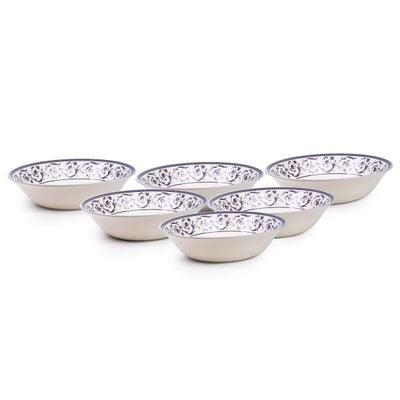 Claytan Callista Purple 9.2-Inch Porcelain Salad Bowl (Purple & White, Set Of 6)