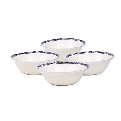 Claytan Callista 6.2 inch Porcelain Cereal & Breakfast Bowl (Purple & White, Set Of 4)