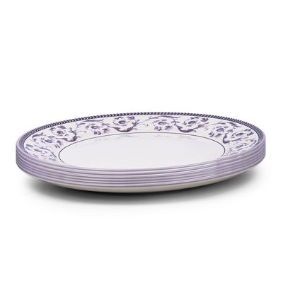 Claytan Callista 12 inch Ceramic Chop Plate (Purple & White, Set Of 6)