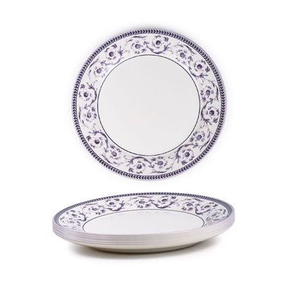 Claytan Callista 10.5 inch Ceramic Dinner Plate (Purple & White, Set Of 6)