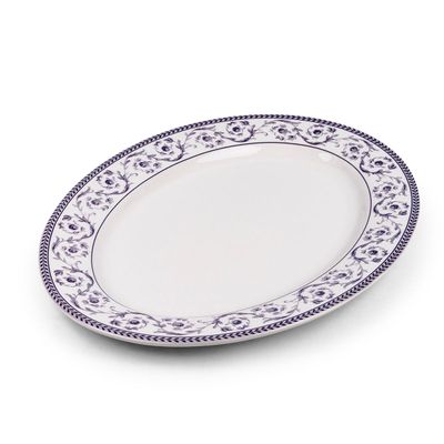 Claytan Callista 14.2 inch Hand-Glazed Ceramic Oval Platter (Purple & White Set Of 4)