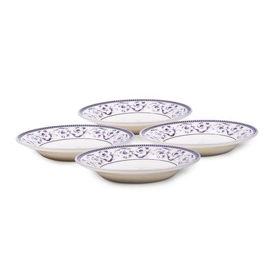 Claytan Callista 9.1 inch Ceramic Soup Plate (Purple & White, Set Of 4)