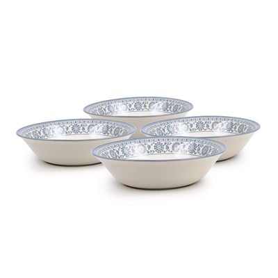 Claytan Plethora 9 inch Ceramic Salad Bowl (Grey & White, Set of 4)