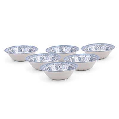 Claytan Plethora 6 inch Porcelain Cereal & Breakfast Bowl (Grey & White, Set Of 6)