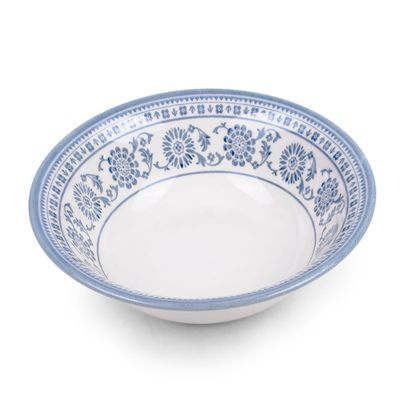 Claytan Plethora 6 inch Porcelain Cereal & Breakfast Bowl (Grey & White, Set Of 6)