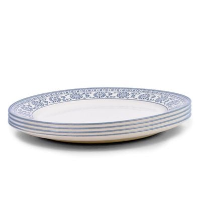 Claytan Plethora 12 inch Porcelain Chop Plate (Grey & White, Set Of 4)