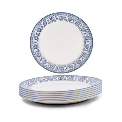 Claytan Plethora 12 inch Porcelain Chop Plate (Grey & White, Set Of 6)