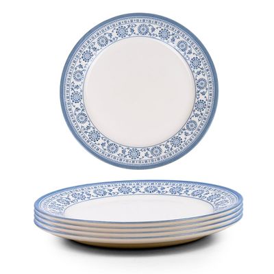Claytan Plethora 10.5 inch Porcelain Dinner Plate (Grey & White, Set Of 4)