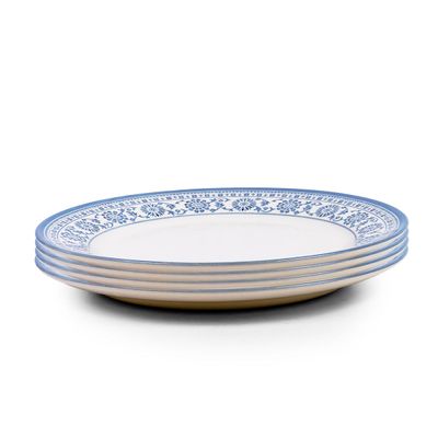 Claytan Plethora 10.5 inch Porcelain Dinner Plate (Grey & White, Set Of 4)