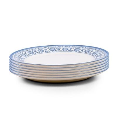 Claytan Plethora 10.5 inch Porcelain Dinner Plate (Grey & White, Set Of 6)