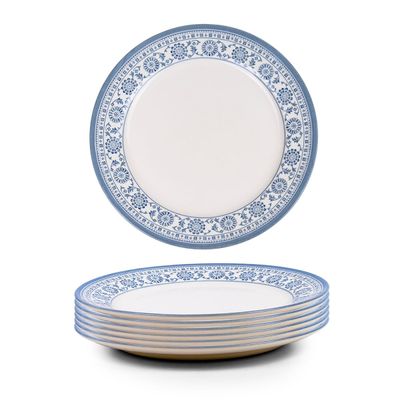 Claytan Plethora 10.5 inch Porcelain Dinner Plate (Grey & White, Set Of 6)