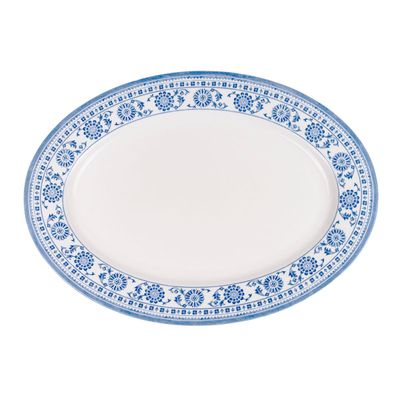 Claytan Plethora 14.2 inch Hand-Glazed Ceramic Oval Platter (Grey & White, Set Of 6)