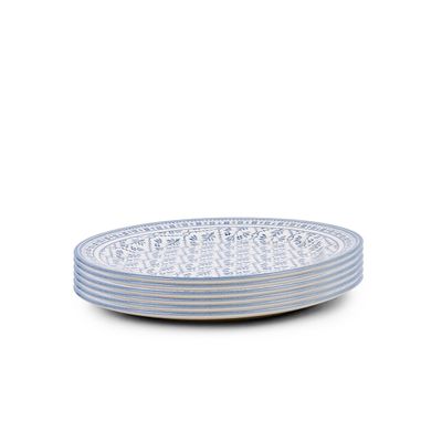 Claytan Plethora 9 inch Ceramic Soup Plate (Grey & White, Set Of 6)