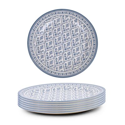Claytan Plethora 9 inch Ceramic Soup Plate (Grey & White, Set Of 6)