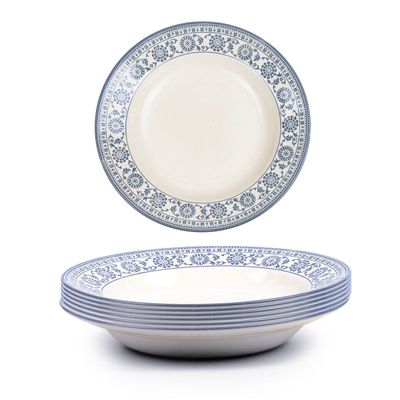 Claytan Plethora 8 inch Ceramic Salad Plate (Grey & White, Set Of 6)