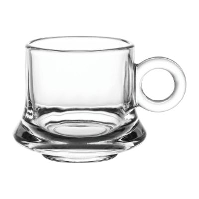 Doyalex Glass  Coffee Cup & Saucer Set - 80ml, 12-Pieces, Transparent