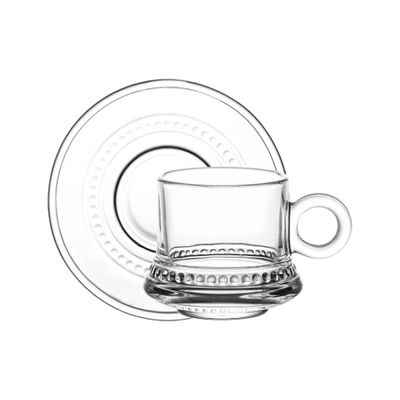 Doyalex Glass Coffee Cup & Saucer Set - 80ml, 12-Pieces, Transparent (CS-038A)