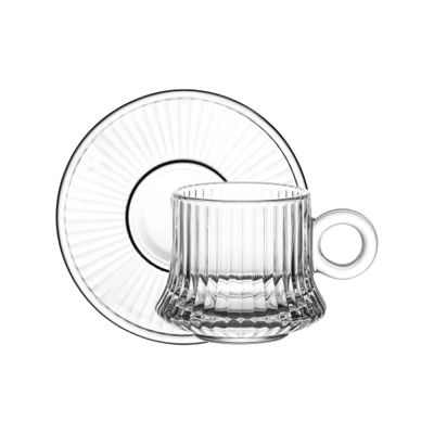 Doyalex Glass Coffee Cup & Saucer Set - 80ml, 12-Pieces, Transparent (CS-038C)
