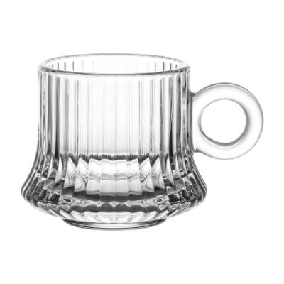 Doyalex Glass Coffee Cup & Saucer Set - 80ml, 12-Pieces, Transparent (CS-038C)