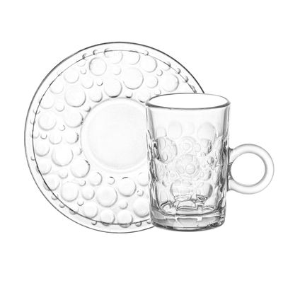 Doyalex Glass Istikan Tea Cup & Saucer Set - 120ml, 12 Pieces, Transparent (CS-158C)