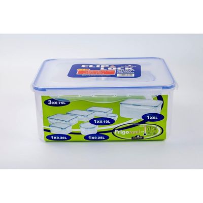 Mondex Polypropylene Food Container Set - 7 Pieces (1N 5000ml, 3N 750ml, 1N 300ml, 1N 250ml, 100ml)