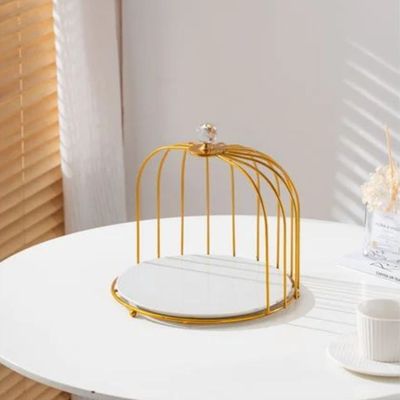 Shallow Elegant Porcelain 26cm Cake Plate with Luxurious Gold Stand