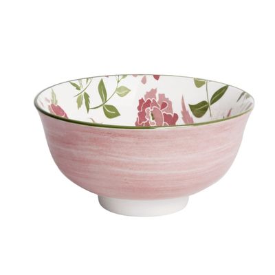 Shallow Porcelain Arlo Dinner Set, 12 Pieces, Pink, (4 Dinner Plates 10.5 inch, 4 Side Plates 7.5 inch, 4 Small Bowl 4.45 inch)