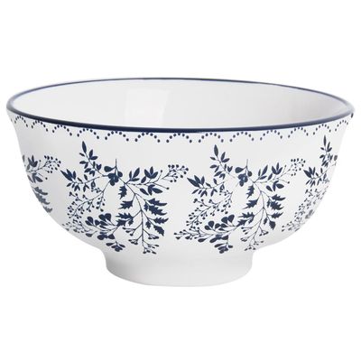 Shallow Porcelain Rosy Dinner Set, 18 Pieces, Blue (6 Dinner Plates 10.5 inch, 6 Side Plates 7.5 inch, 6 Small Bowl 4.45 inch)