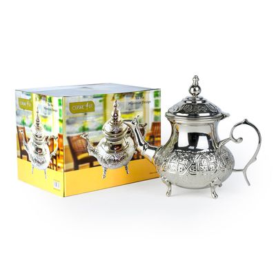 Cuisine Art Moroccan Brass Teapot - Zwin, 350ml, Silver