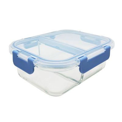 Cuisine Art High Borosilicate Glass 2 Compartment Food Saver with PP Lid, 1000ml
