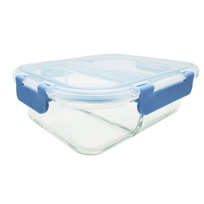 Cuisine Art High Borosilicate Glass 2 Compartment Food Saver with PP Lid, 1000ml