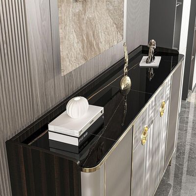 Luxury Cabinet Multi-purpose Storage Rack Organizer Cabinet for Shoe Storage or Living room Kitchen Sideboard Wooden with Gold Accents.