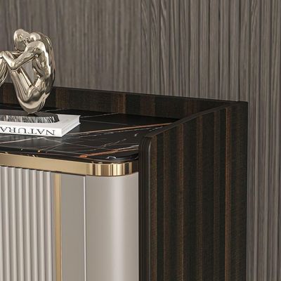 Luxury Cabinet Multi-purpose Storage Rack Organizer Cabinet for Shoe Storage or Living room Kitchen Sideboard Wooden with Gold Accents.