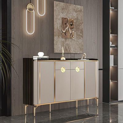 Luxury Cabinet Multi-purpose Storage Rack Organizer Cabinet for Shoe Storage or Living room Kitchen Sideboard Wooden with Gold Accents.