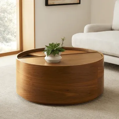 Casa Swivel Top Storage Coffee Table Brown L90xW90xH40