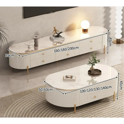 Modern White Living Room Tables Set