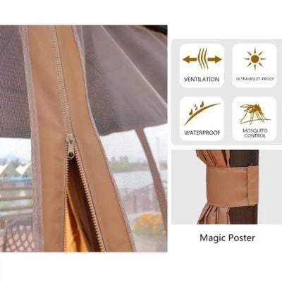 Swin Heavy duty 3.65x6m Double Roof Aluminum Gazebo Brown